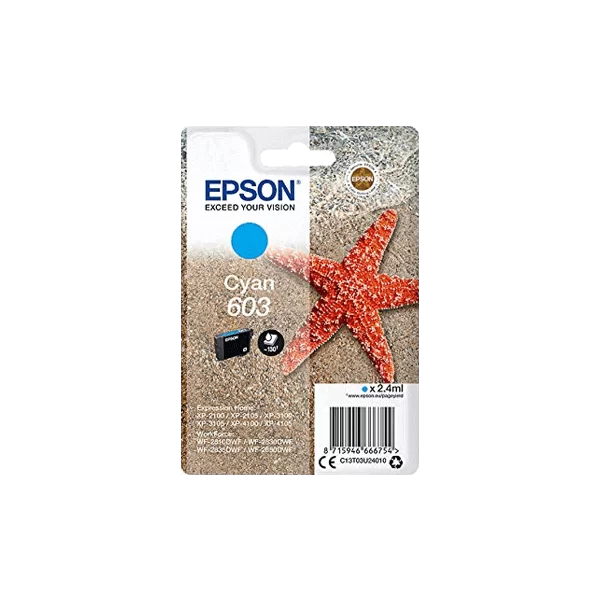 Cartouche d'encre originale Epson 603 Cyan - C13T03U14010