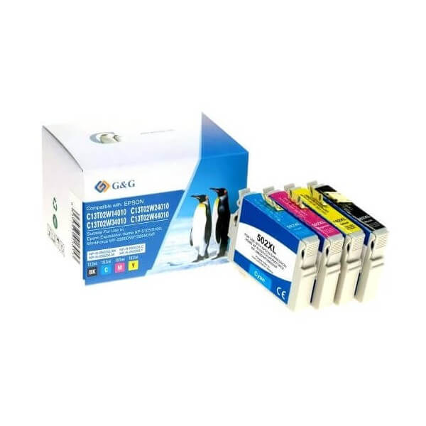 Pack Cartouches d'encre compatible Epson 502 XL Noir - Couleurs (1x18.2ml + 3x14ml)