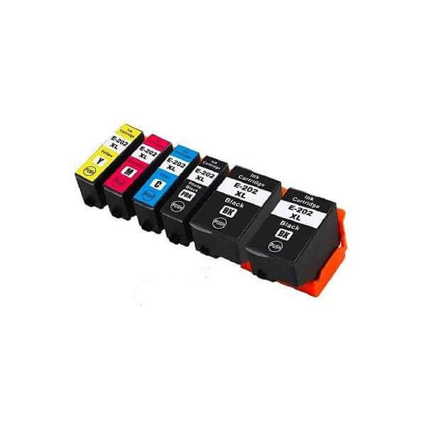 Epson 202 XL Cartouches d'encre compatibles + 1 Noire XL - pack de 6 ( 2x20ml + 4x12ml)