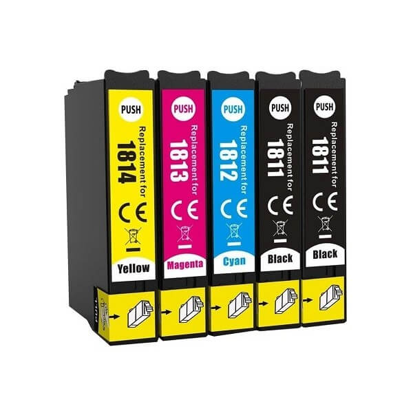 Pack de 5 cartouches compatibles Epson T1815-18 XL Noir et