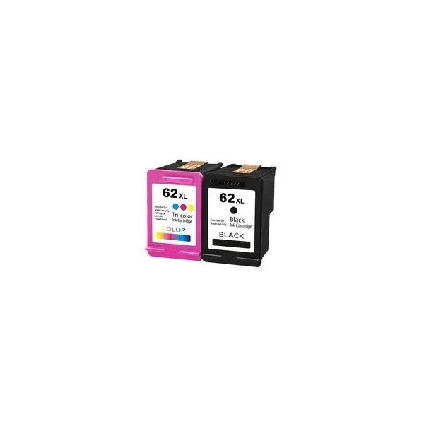 HP 62XL Noir  Couleur - Pack cartouches d'encre  remanufacturées grande capacité