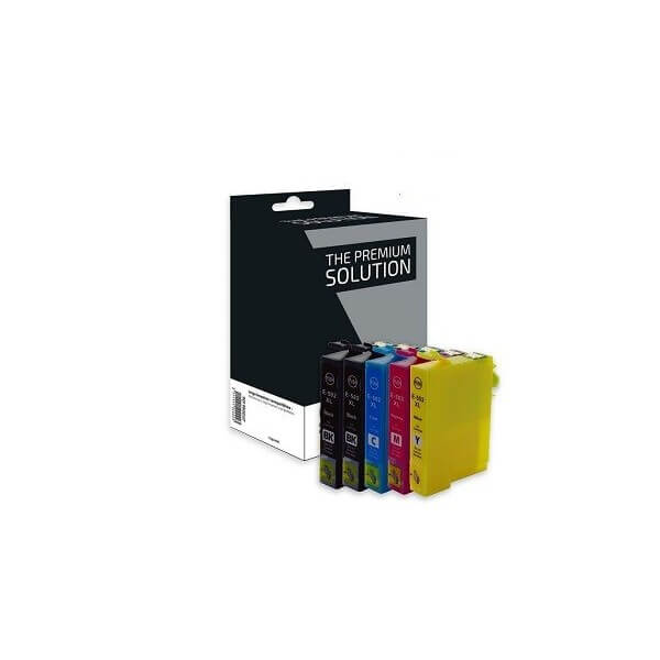 Epson 502 XL Noir et Couleurs - Pack 5 cartouches d'encre compatibles  - Premium Solution