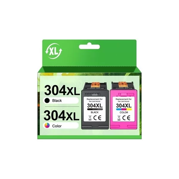 HP 304XL Noir Couleur  Cartouche Remanufacturée Grande Capacité