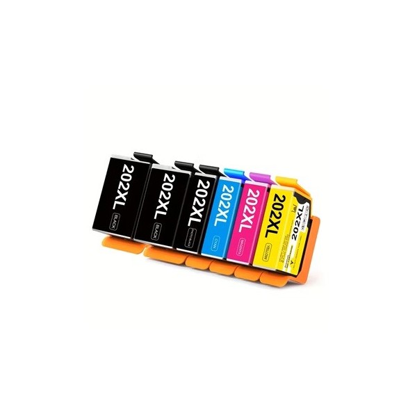 Epson 202 XL Cartouches d'encre compatibles + 1 Noire XL -  pack de 6 ( 2x20ml + 4x12ml) pas cher | k2print