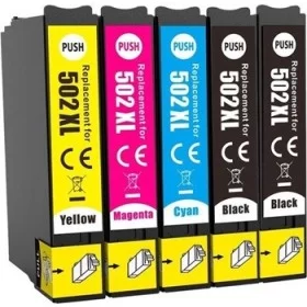 Epson 502 XL Noir - Couleurs - Cartouches d'encre compatibles - pack de 5 (2x17ml + 3x14ml) pas cher | k2print