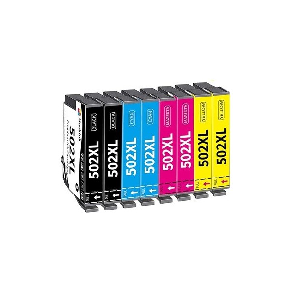 Epson 502 XL Noir - Couleurs - Cartouches d'encre compatible - pack de 8 (2x17ml + 6x14ml) pas cher | k2print