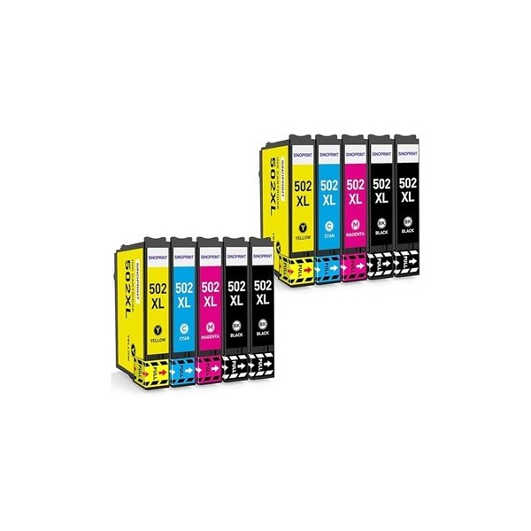Epson 502 XL Noir - Couleurs - Cartouches d'encre compatible - pack de 10 (4x17ml + 6x14ml) pas cher | k2print