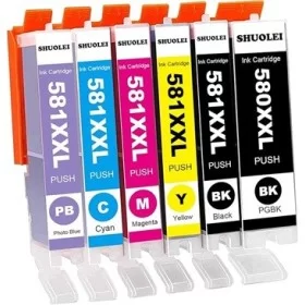 LOT de 5 cartouches compatibles Canon PGI-580 / CLI-581 XXL + 1 Bleue Photo pas cher | k2print