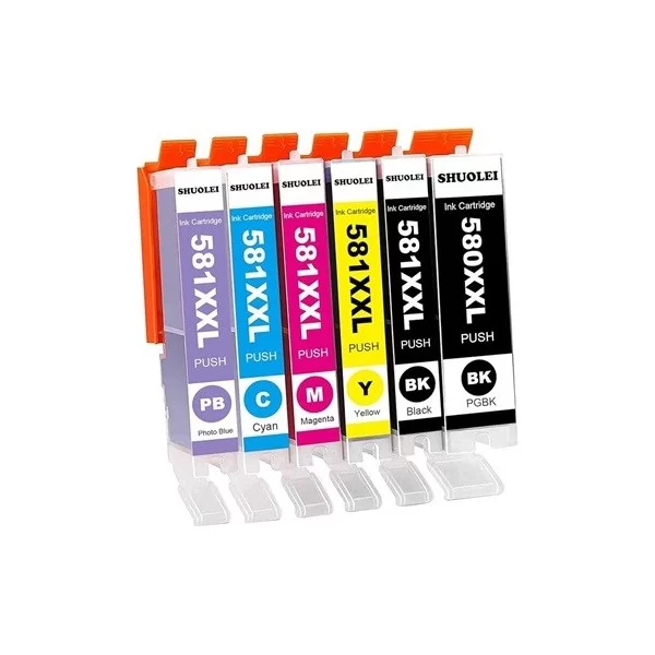 LOT de 5 cartouches compatibles Canon PGI-580 / CLI-581 XXL + 1 Bleue Photo pas cher | k2print