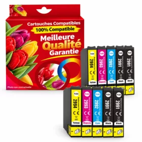 cartouches encre compatibles Epson T2996 - pack de 10 - Noir et Couleurs pas cher | k2print