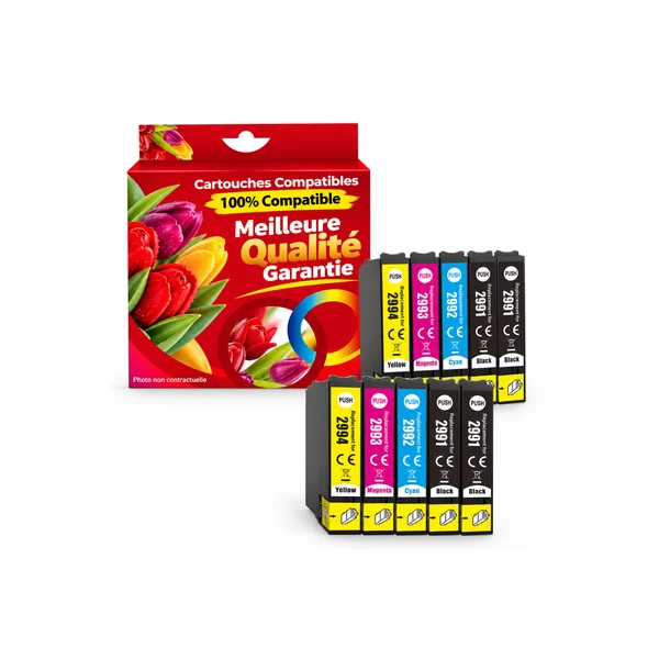 cartouches encre compatibles Epson T2996 - pack de 10 - Noir et Couleurs pas cher | k2print