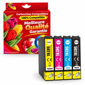 Epson 502 XL Noir - Couleurs - Cartouches d'encre compatible - pack de 4  (1x17ml + 3x14ml) pas cher | k2print