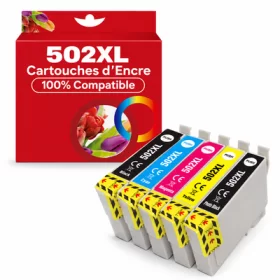 Epson 502 XL Noir - Couleurs - Cartouches d'encre compatibles - pack de 5 (2x17ml + 3x14ml) pas cher | k2print