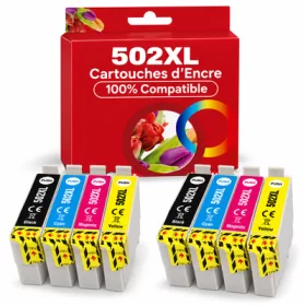 Epson 502 XL Noir - Couleurs - Cartouches d'encre compatible - pack de 8 (2x17ml + 6x14ml) pas cher | k2print