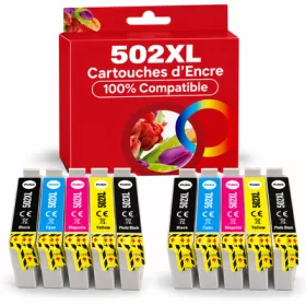 Epson 502 XL Noir - Couleurs - Cartouches d'encre compatible - pack de 10 (4x17ml + 6x14ml) pas cher | k2print