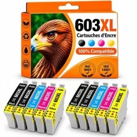 Epson 603XL cartouches d'encre compatibles Grande Capacité - pack de 10 ( 4x18ml + 6x14ml) pas cher | k2print