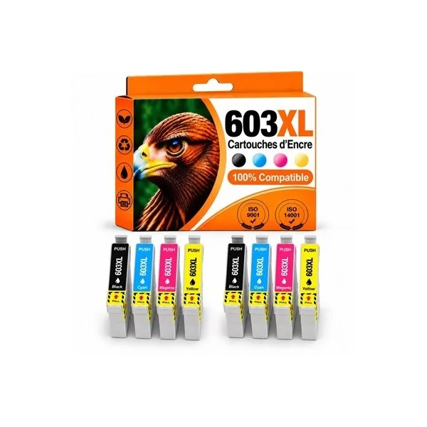 Epson 603XL cartouches d'encre compatibles - pack de 8 ( 2x18ml + 6x14ml) pas cher | k2print