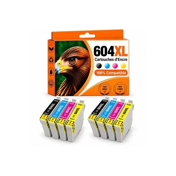 Epson 604XL pack Cartouche d'encre compatible Grande Capacité ( 2x16.5ml + 6x14ml ) pas cher | k2print