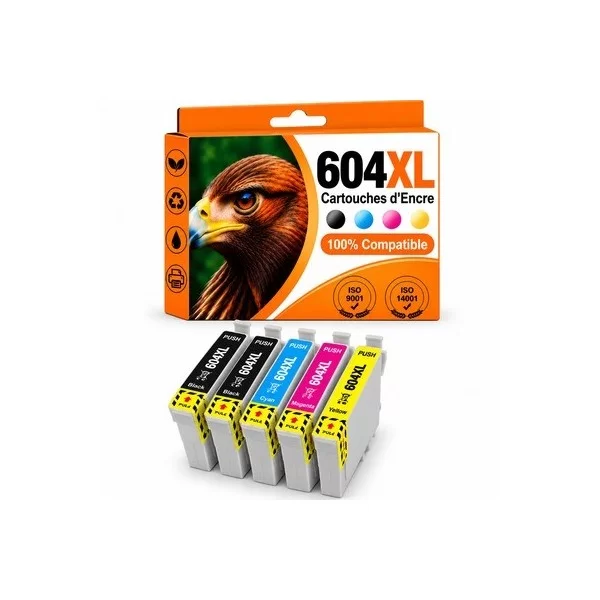 Epson 604XL pack 5 Cartouche d'encre compatible Grande Capacité ( 2x16.5ml + 3x14ml ) pas cher | k2print